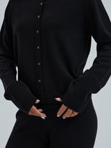 Seamless Basic Classic Cardigan | Wool Cashmere Cardigan Black