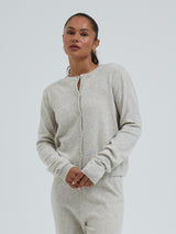 Seamless Basic Classic Cardigan | Wool Cashmere Cardigan Ecru Melange