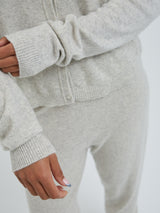 Seamless Basic Classic Cardigan | Wool Cashmere Cardigan Ecru Melange