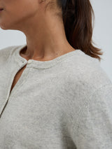 Seamless Basic Classic Cardigan | Wool Cashmere Cardigan Ecru Melange