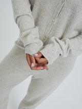 Seamless Basic Classic Cardigan | Wool Cashmere Cardigan Ecru Melange
