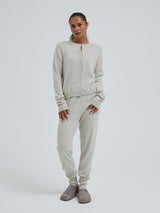 Seamless Basic Classic Cardigan | Wool Cashmere Cardigan Ecru Melange