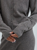 Seamless Basic Classic Cardigan | Wool Cashmere Cardigan Heather Mushroom