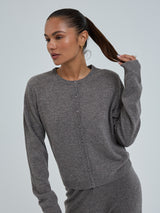 Seamless Basic Classic Cardigan | Wool Cashmere Cardigan Heather Mushroom