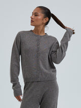 Seamless Basic Classic Cardigan | Wool Cashmere Cardigan Heather Mushroom