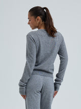 Seamless Basic Classic Crew Neck | Wool Cashmere Cardigan Ash Melange