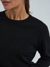 Seamless Basic Classic Crew Neck | Wool Cashmere Cardigan Black