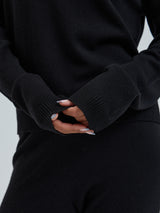 Seamless Basic Classic Crew Neck | Wool Cashmere Cardigan Black