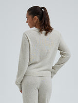 Seamless Basic Classic Crew Neck | Wool Cashmere Cardigan Ecru Melange