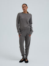 Seamless Basic Classic Crew Neck | Wool Cashmere Cardigan Heather Mushroom