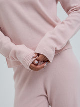 Seamless Basic Classic Crew Neck | Wool Cashmere Cardigan Powder Pink