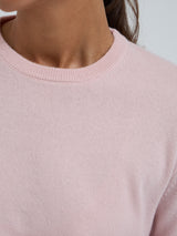 Seamless Basic Classic Crew Neck | Wool Cashmere Cardigan Powder Pink