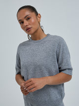 Seamless Basic Classic T-shirt | Wool Cashmere T-shirt Ash Melange