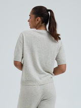 Seamless Basic Classic T-shirt | Wool Cashmere T-shirt Ecru Melange