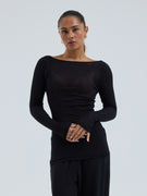 Cotton Boat Neck | Cotton - Black