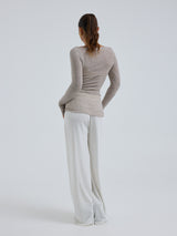 Seamless Basic Cotton Boat Neck | Cotton L/S T-Shirt Desert Melange