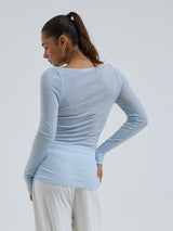 Seamless Basic Cotton Boat Neck | Cotton L/S T-Shirt Hazy Sky