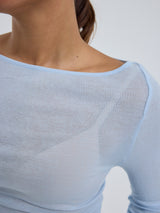 Seamless Basic Cotton Boat Neck | Cotton L/S T-Shirt Hazy Sky