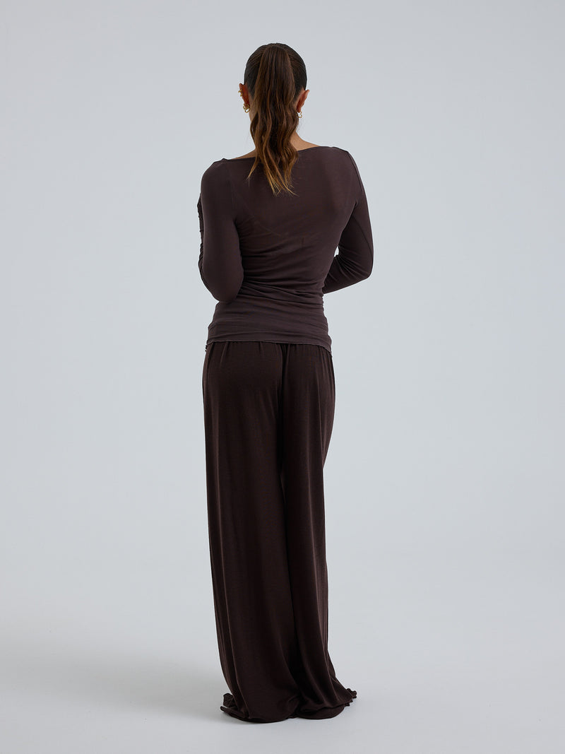 Seamless Basic Cotton Boat Neck | Cotton L/S T-Shirt Java