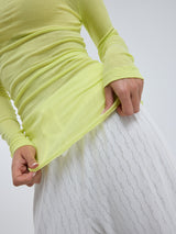 Seamless Basic Cotton Boat Neck | Cotton L/S T-Shirt Neon Yellow