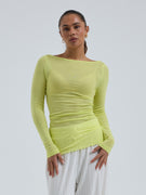Cotton Boat Neck | Cotton - Neon Yellow