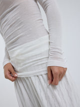 Seamless Basic Cotton Boat Neck | Cotton L/S T-Shirt Off-White