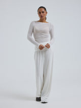 Seamless Basic Cotton Boat Neck | Cotton L/S T-Shirt Off-White