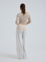 Seamless Basic Cotton Boat Neck | Cotton L/S T-Shirt Rosie Beige