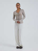 Seamless Basic Cotton Cardy | Cotton Cardigan Desert Melange