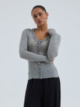 Seamless Basic Cotton Cardy | Cotton Cardigan Grey Melange