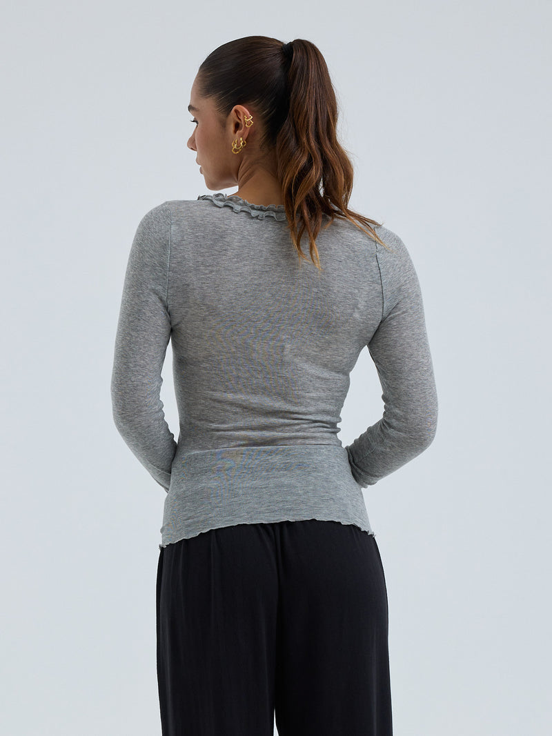 Seamless Basic Cotton Cardy | Cotton Cardigan Grey Melange