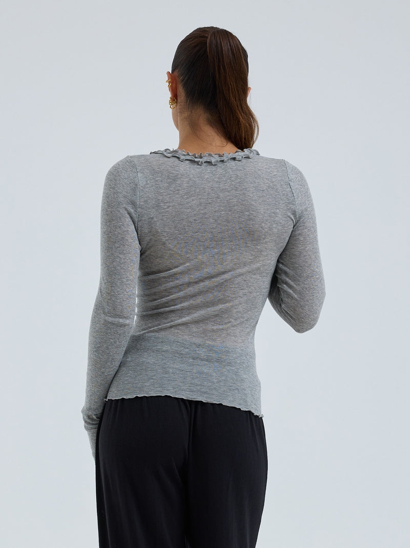 Seamless Basic Cotton Cardy | Cotton Cardigan Grey Melange