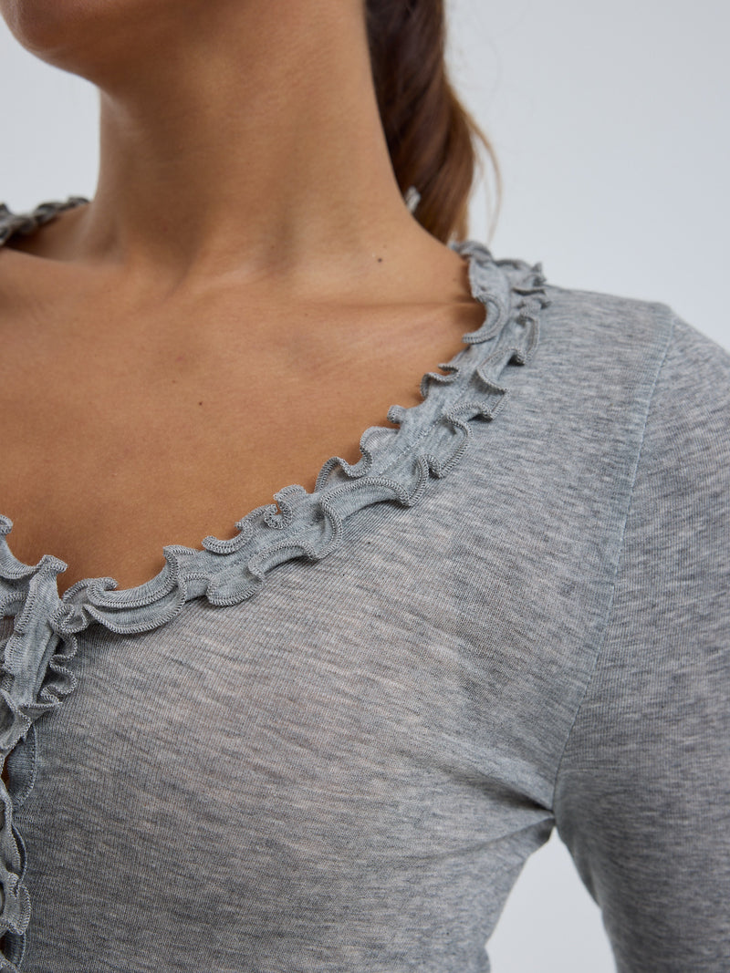 Seamless Basic Cotton Cardy | Cotton Cardigan Grey Melange