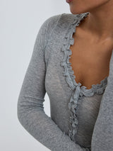 Seamless Basic Cotton Cardy | Cotton Cardigan Grey Melange