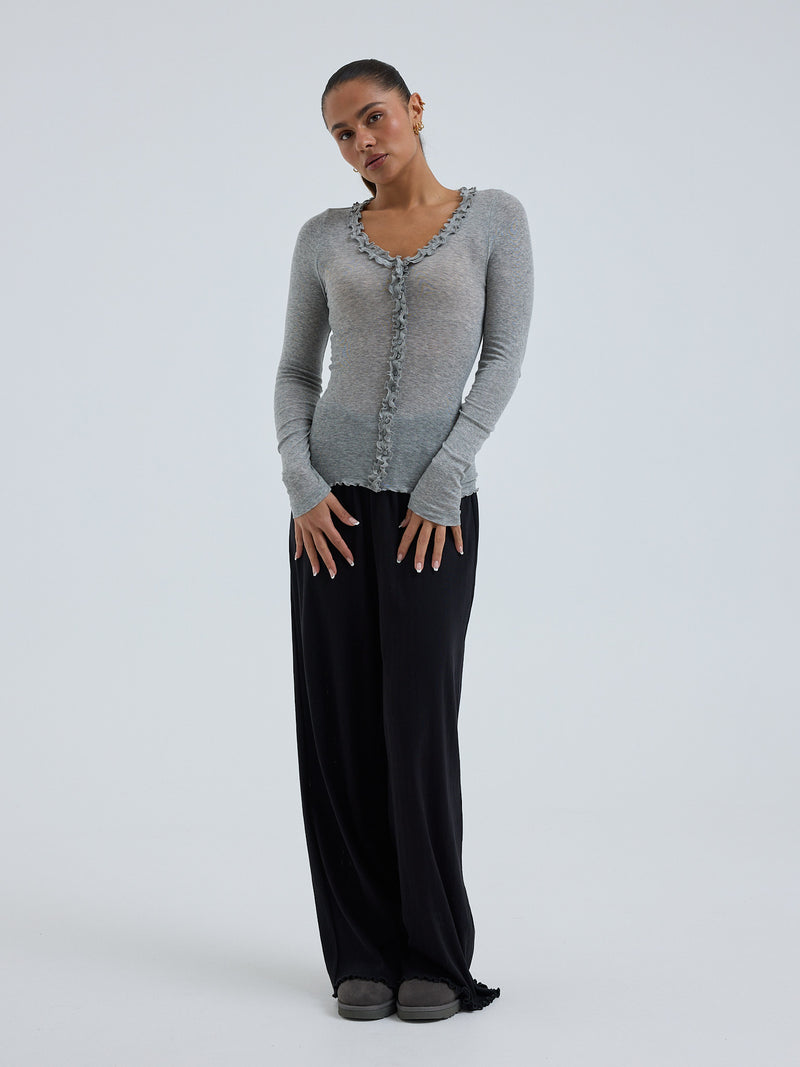 Seamless Basic Cotton Cardy | Cotton Cardigan Grey Melange