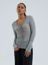 Seamless Basic Cotton Cardy | Cotton Cardigan Grey Melange