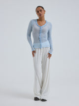 Seamless Basic Cotton Cardy | Cotton Cardigan Hazy Sky