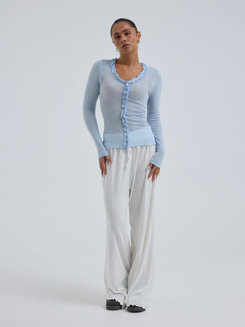 Seamless Basic Cotton Cardy | Cotton Cardigan Hazy Sky