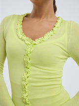 Seamless Basic Cotton Cardy | Cotton Cardigan Neon Yellow
