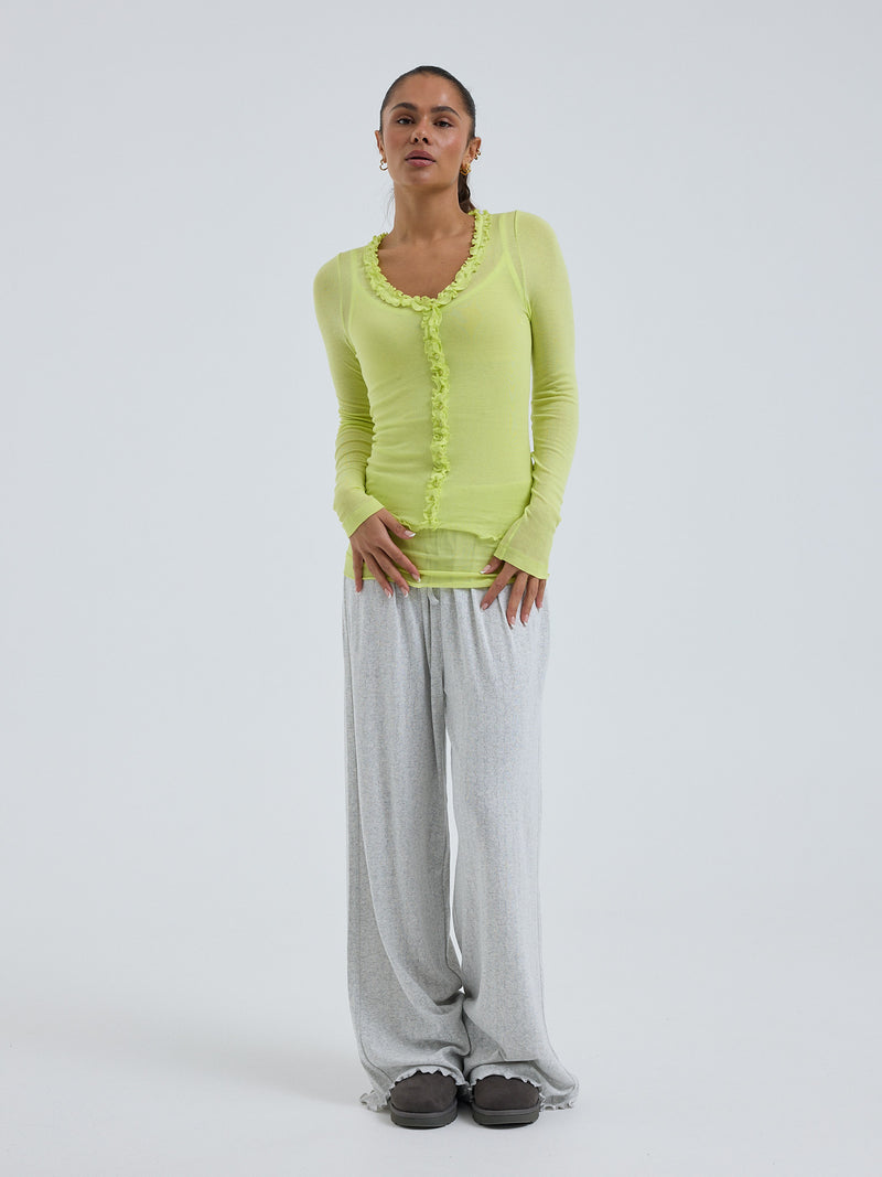 Seamless Basic Cotton Cardy | Cotton Cardigan Neon Yellow