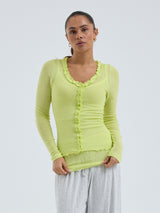 Seamless Basic Cotton Cardy | Cotton Cardigan Neon Yellow