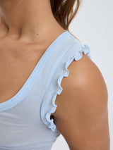 Seamless Basic Cotton Crop Top | Cotton Tank Top Hazy Sky