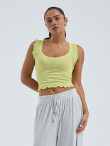 Seamless Basic Cotton Crop Top | Cotton Tank Top Neon Yellow