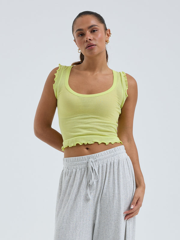 Seamless Basic Cotton Crop Top | Cotton Tank Top Neon Yellow
