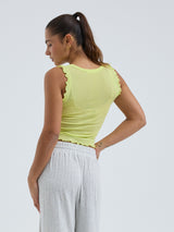 Seamless Basic Cotton Crop Top | Cotton Tank Top Neon Yellow