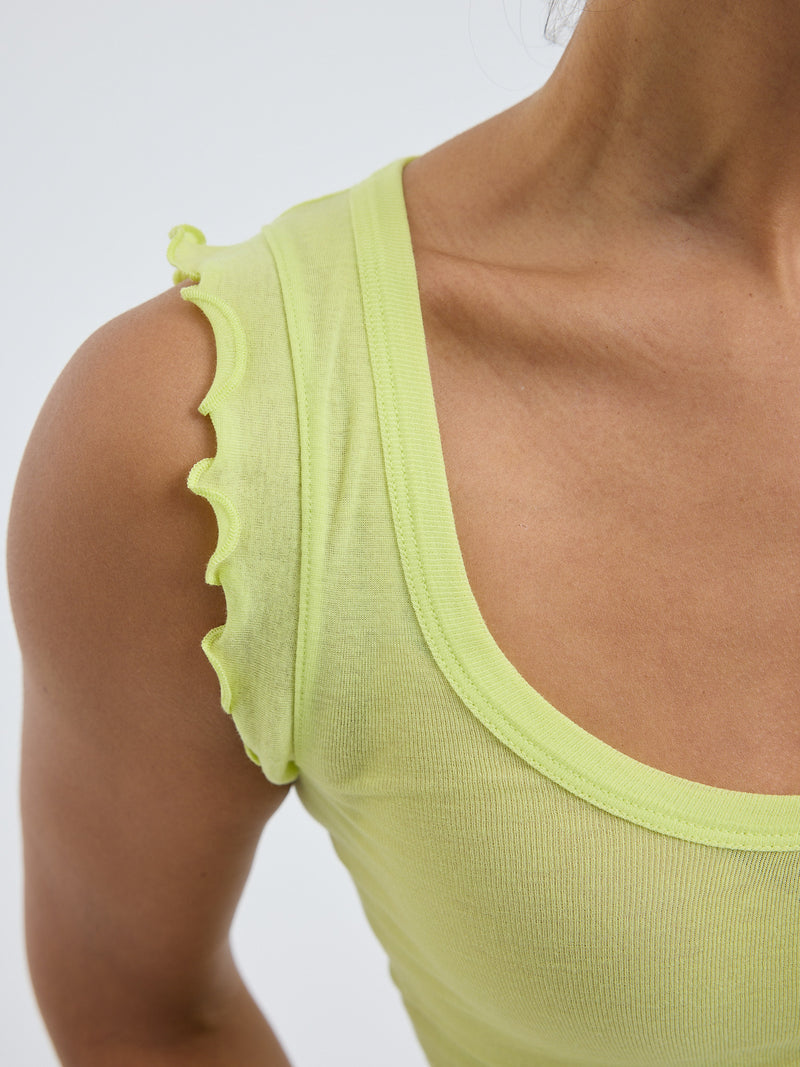 Seamless Basic Cotton Crop Top | Cotton Tank Top Neon Yellow
