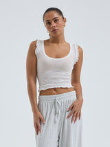 Seamless Basic Cotton Crop Top | Cotton Tank Top Off-White