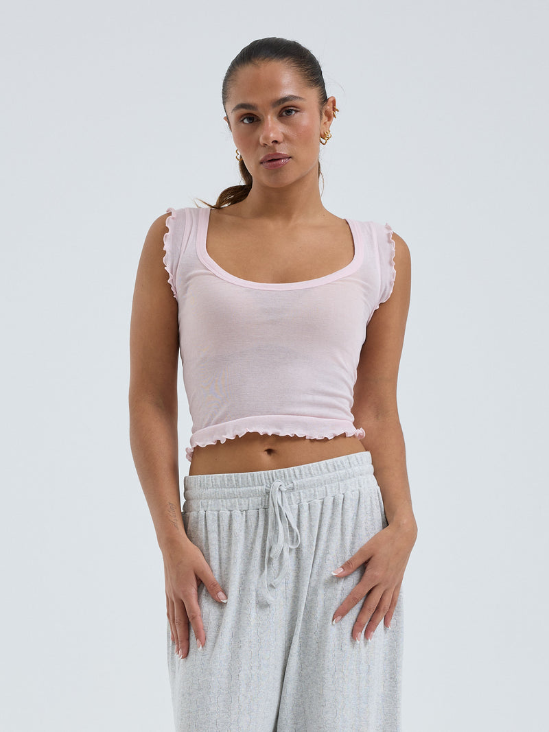 Seamless Basic Cotton Crop Top | Cotton Tank Top Pale Rose