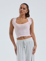 Seamless Basic Cotton Crop Top | Cotton Tank Top Pale Rose