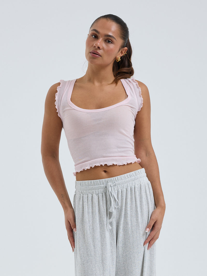 Seamless Basic Cotton Crop Top | Cotton Tank Top Pale Rose